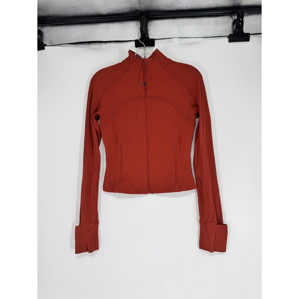 Lululemon Ribbed Nulu Cropped Define Jacket Womens Size 6 Cayenne Thumbholes